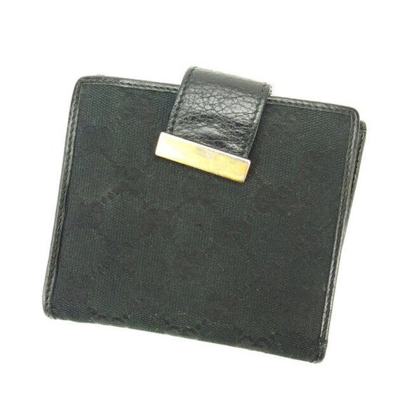 Gucci Wallet Purse Folding wallet G logos Black Woman Authentic Used K202 - Picture 1 of 6